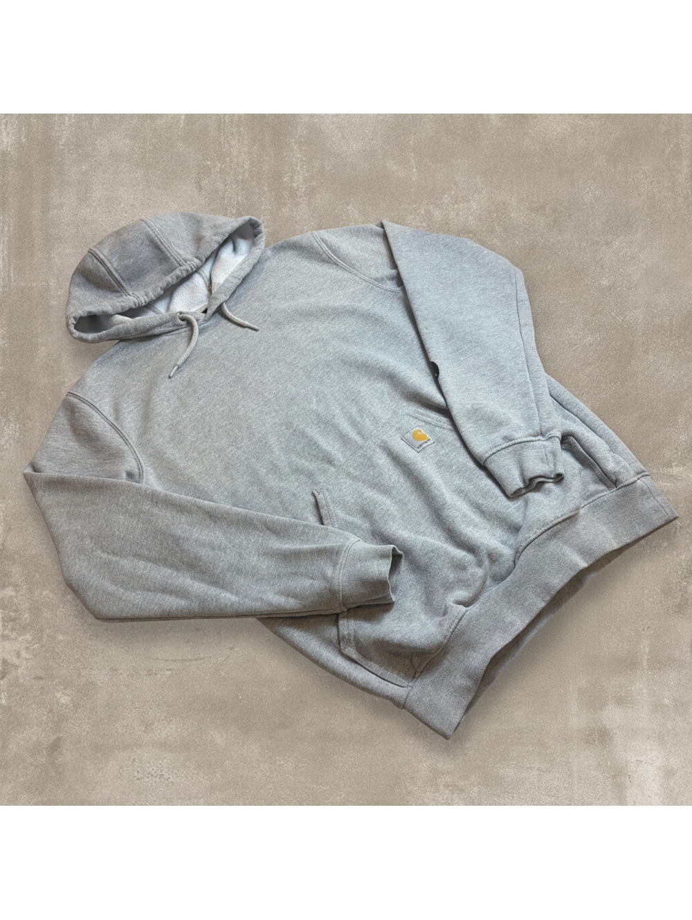 Carhartt Mens S Grey Sleeve Logo Loose Fit Hoodie Sweatshirt Heavyweight